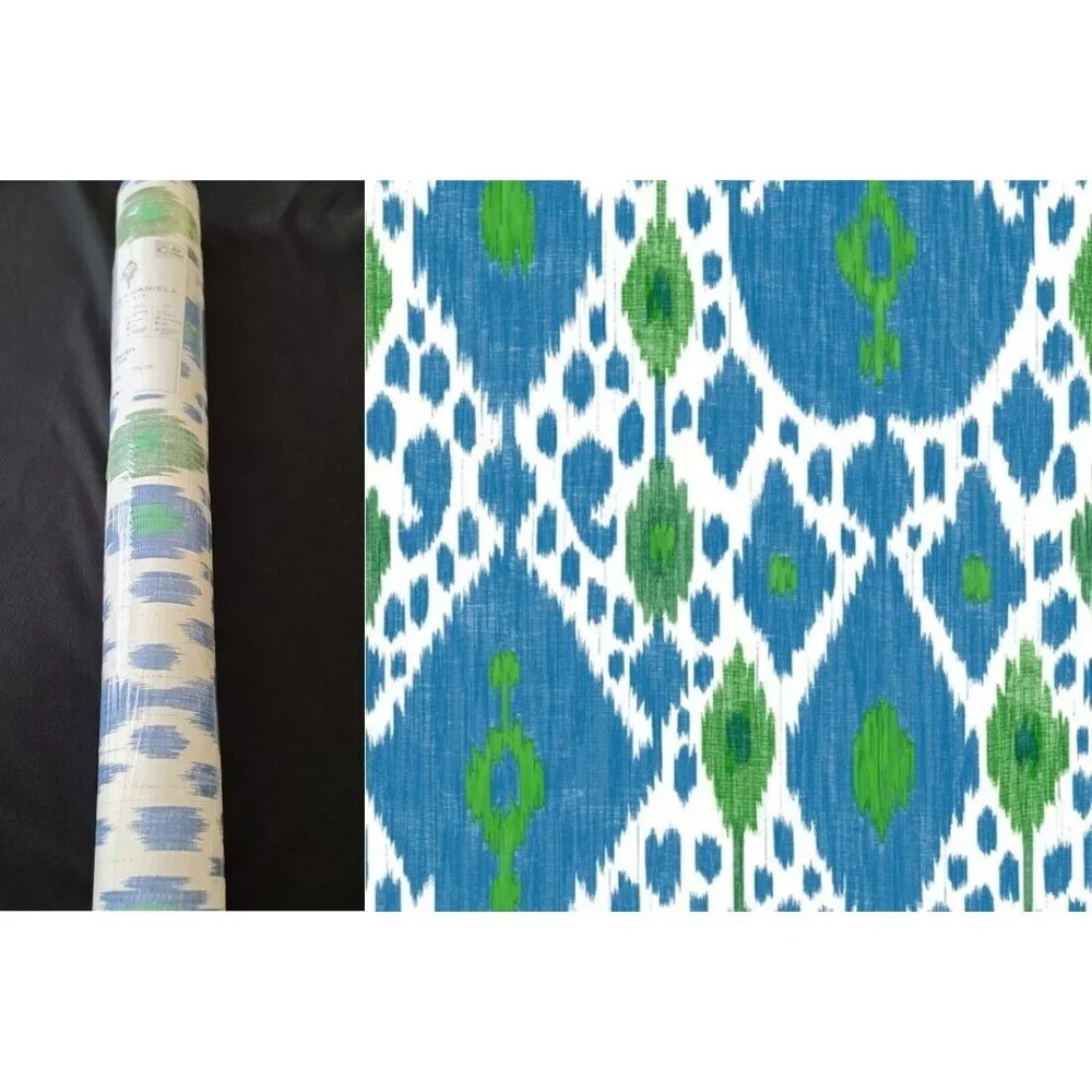 Gaston Y Daniela Wallpaper Libreria Ikat Azul GDW-5446-002 27.5 in X 32.8 ft NEW